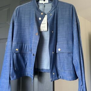 Zara Dark Blue Jean Jacket with Gold Accents